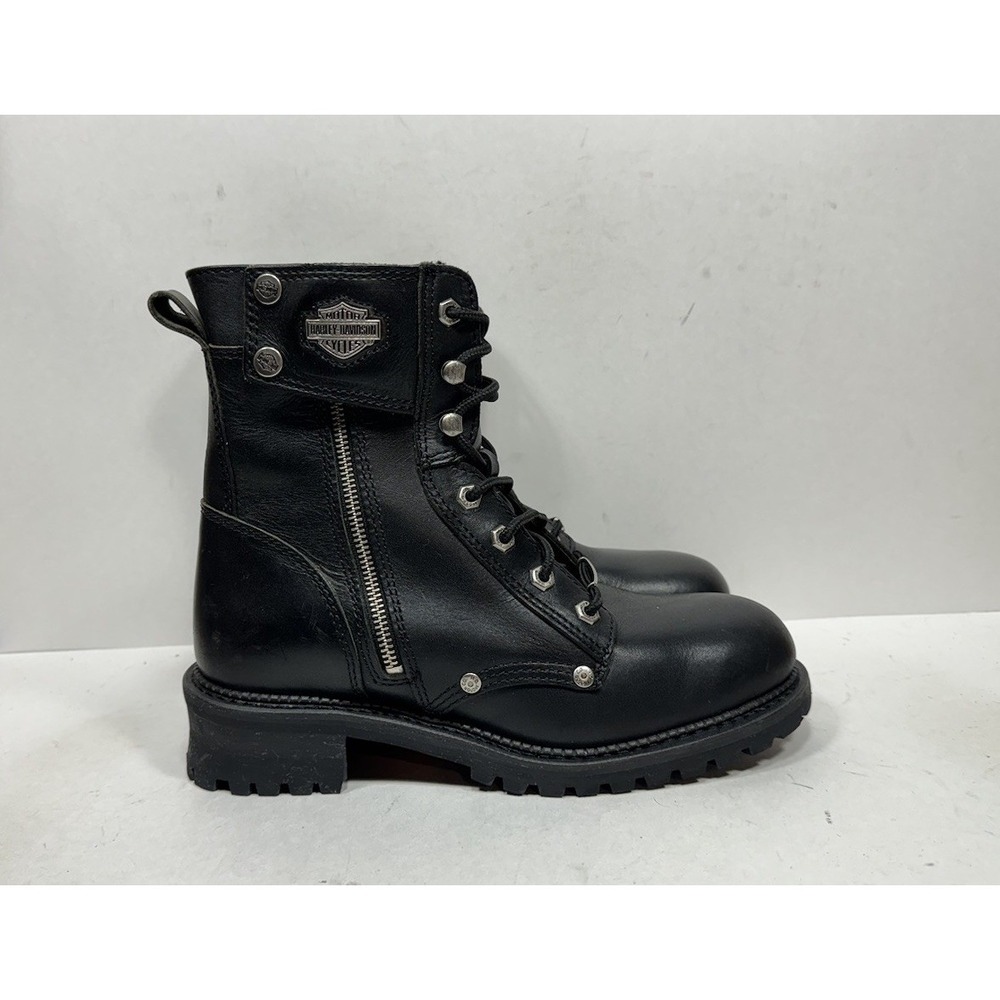 Harley Davidson Leather Motorcycle Boots Combat Cimarron 95203 Black Mens Sz 8.5